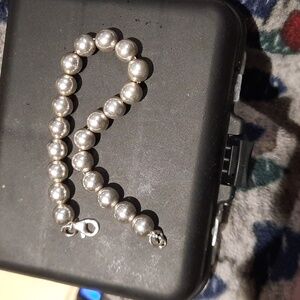 VINTAGE AUTHENTIC STERLING silver CHUNKY heavy tiffany Style Balls BRACELET 8"